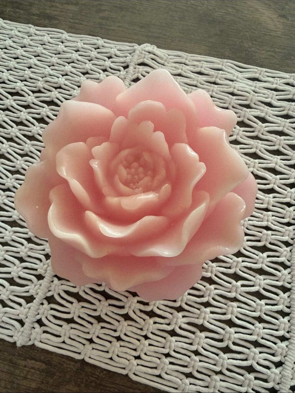 Vintage Y2K Pink Rose Flameless Battery Operated Wax Look Boho Cottage Candle